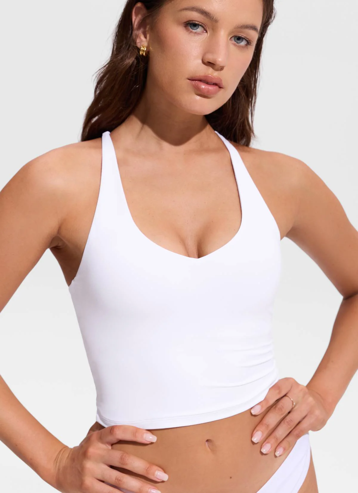 V Neck Criss Cross Back Crop Tankini - Image 29