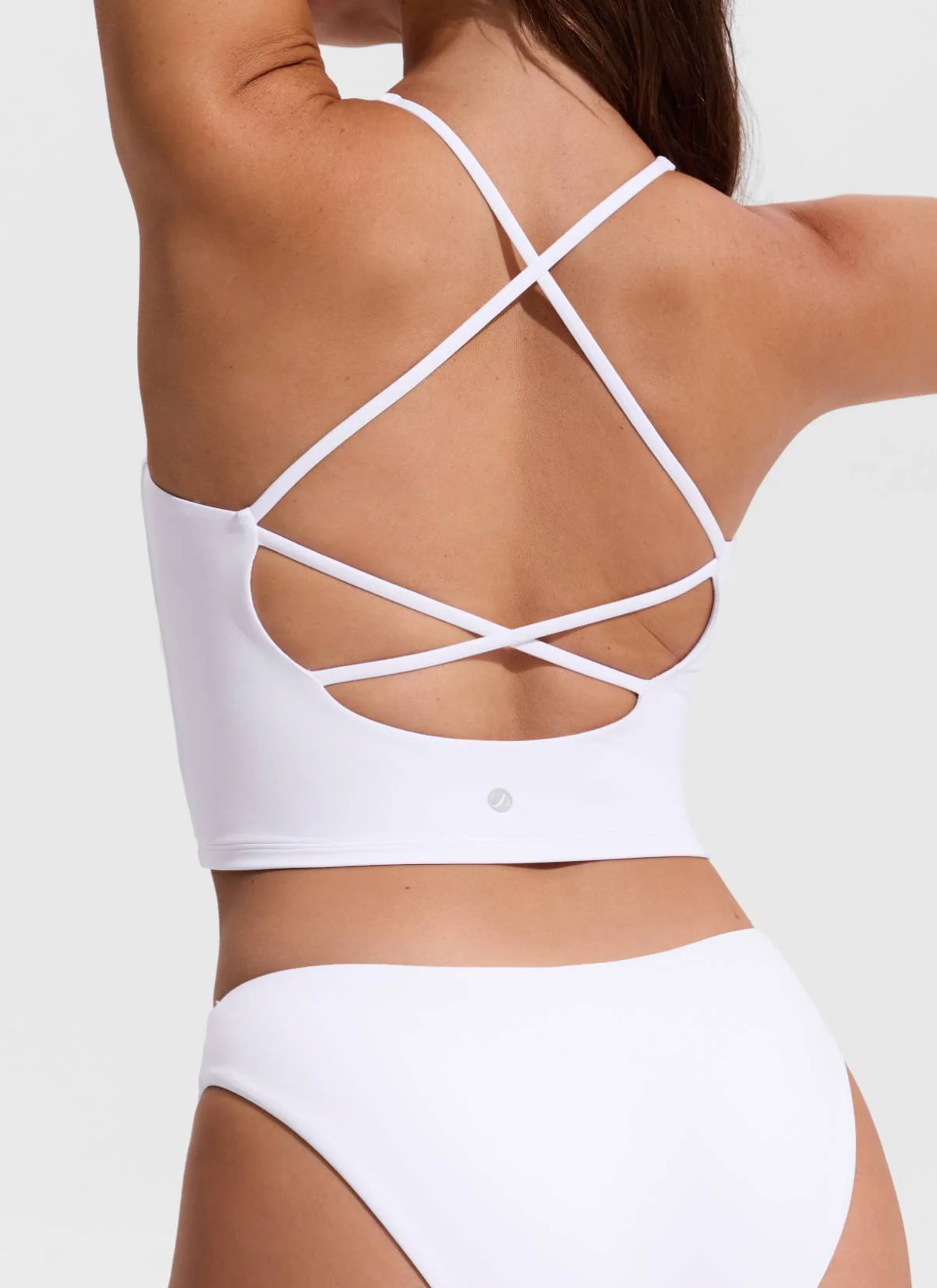 V Neck Criss Cross Back Crop Tankini - Image 30
