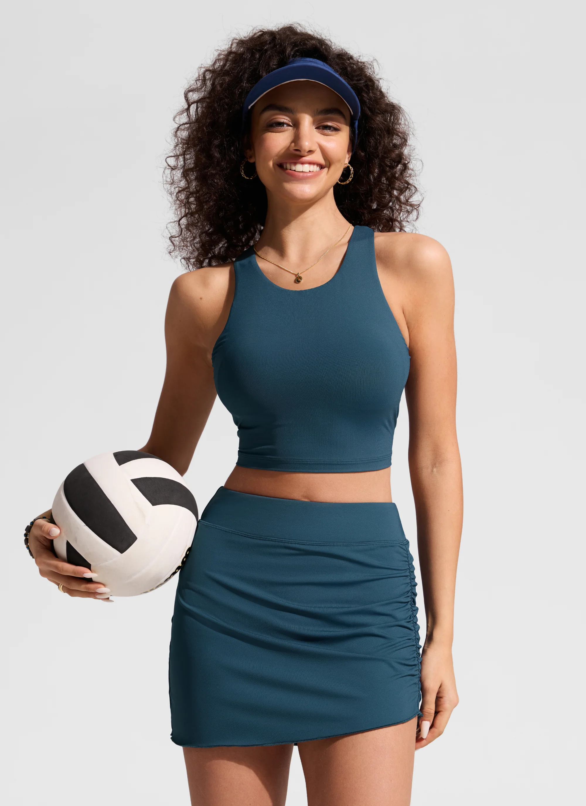 High Rise Asymmetric Side Ruched Swim Skirt - Image 3