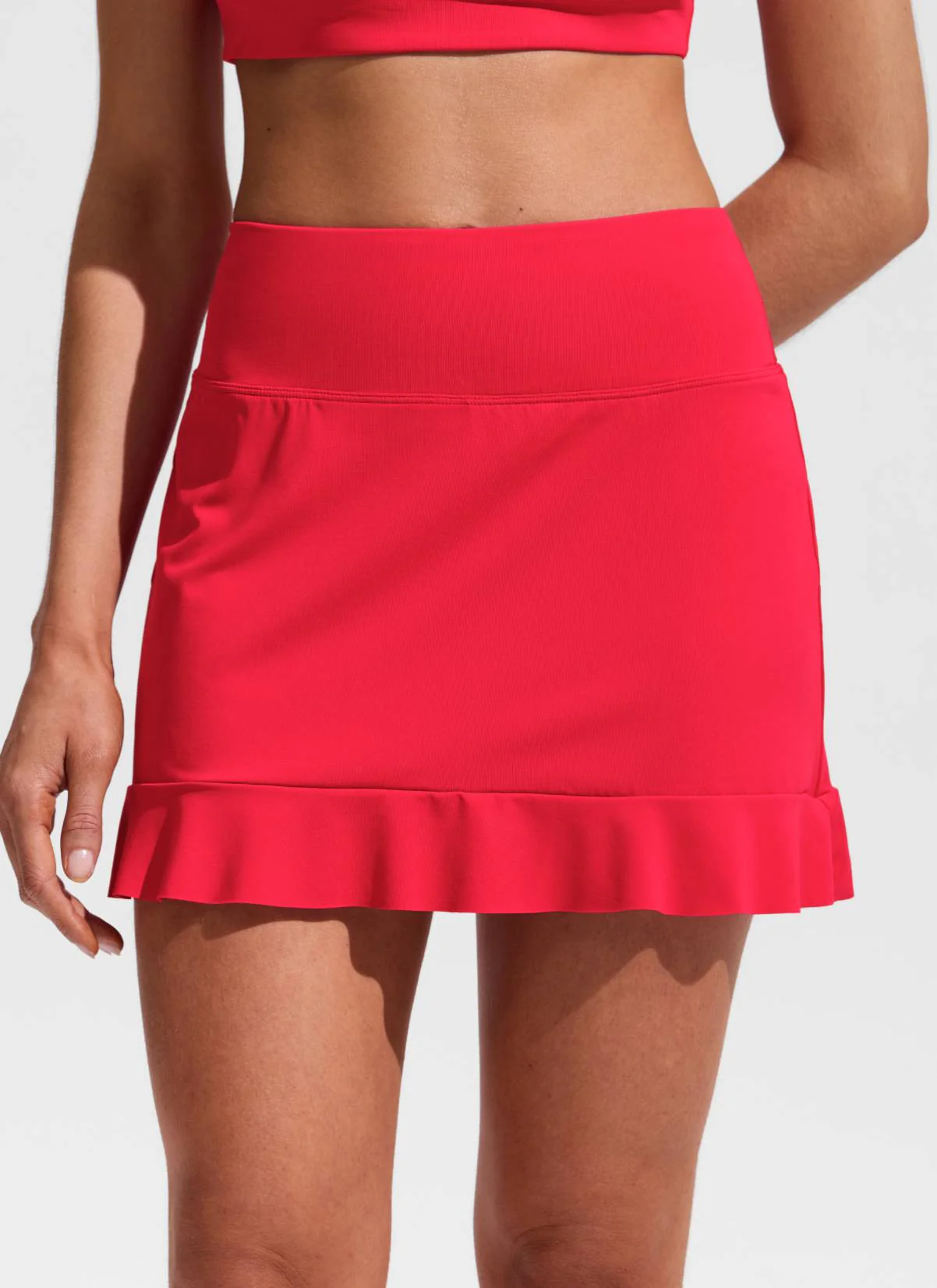 High Rise Ruffle Built in Brief Swim Skirt - Image 11
