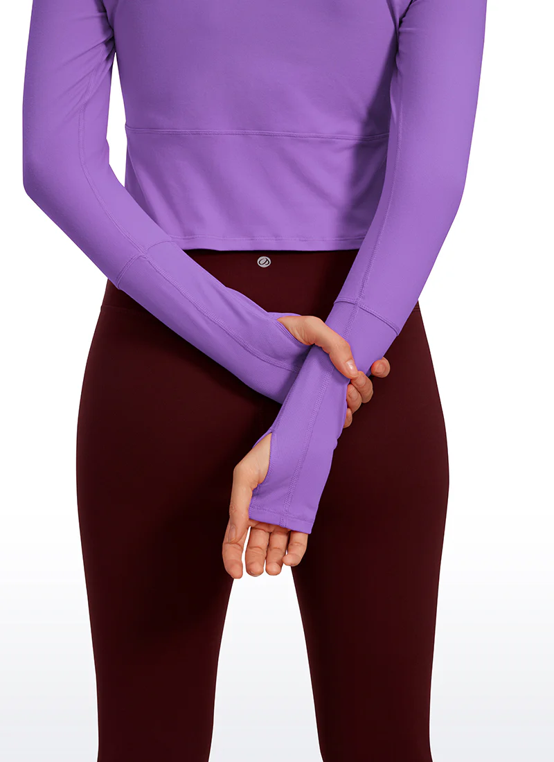 Brushed Half Zip Cropped Long Sleeve - Image 3