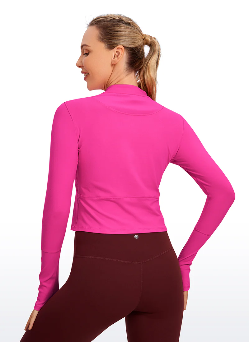 Brushed Half Zip Cropped Long Sleeve - Image 5