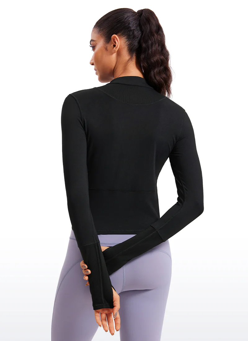 Brushed Half Zip Cropped Long Sleeve - Image 11