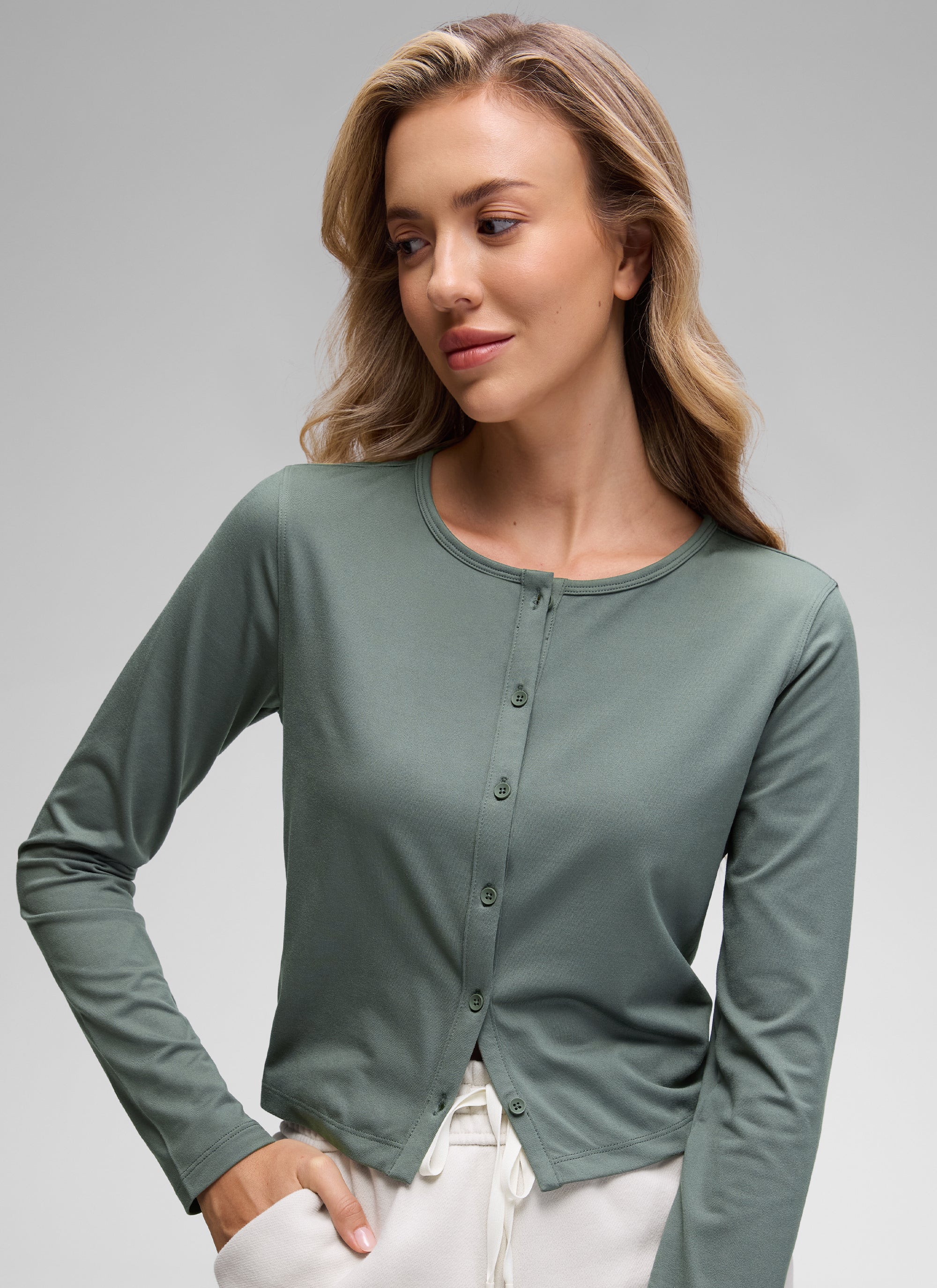 Cloud Jersey Lightweight Button Down Cardigan - Image 8