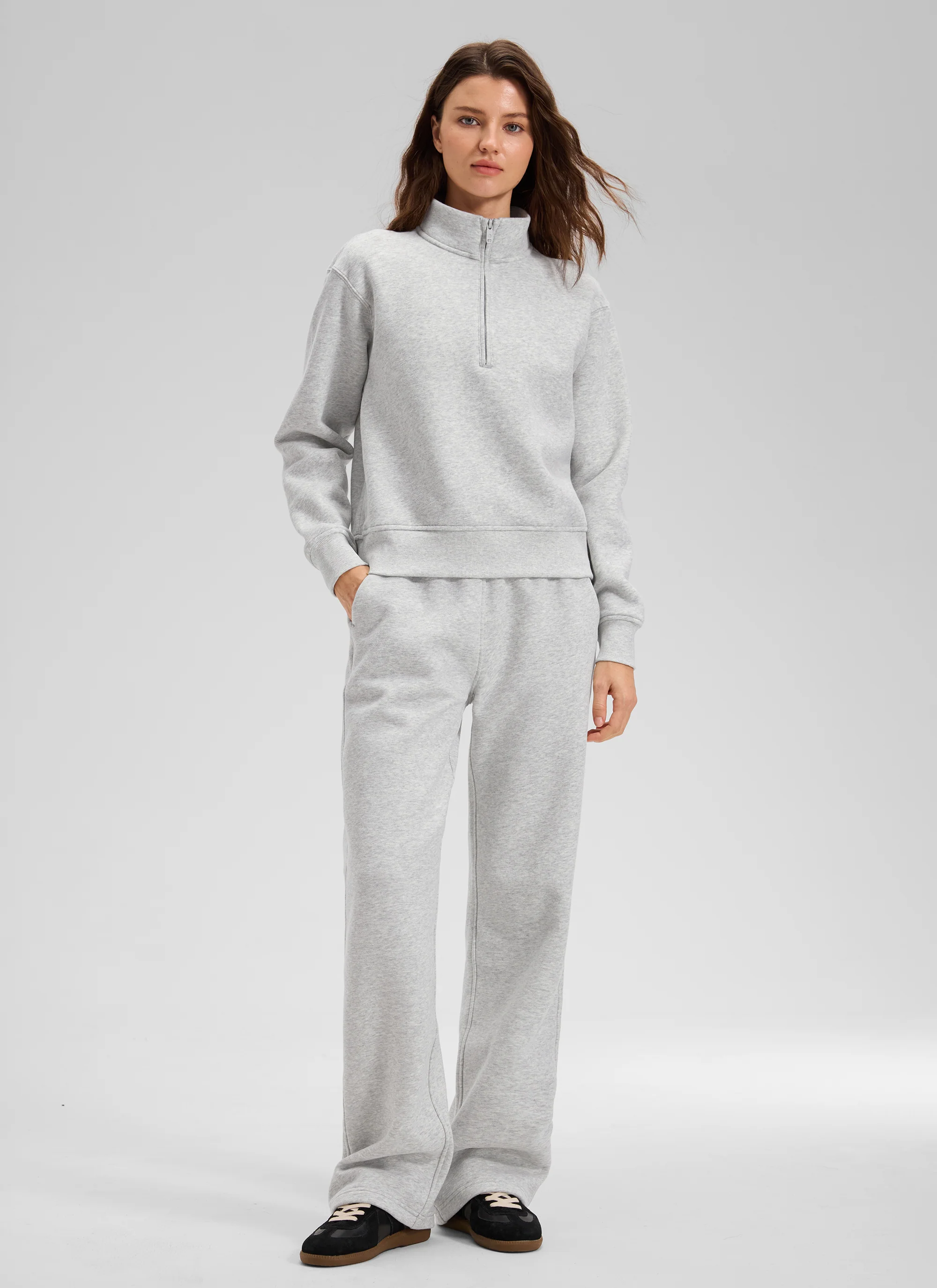 Fleece Lined Half Zip Funnel neck Sweatshirt - Image 9