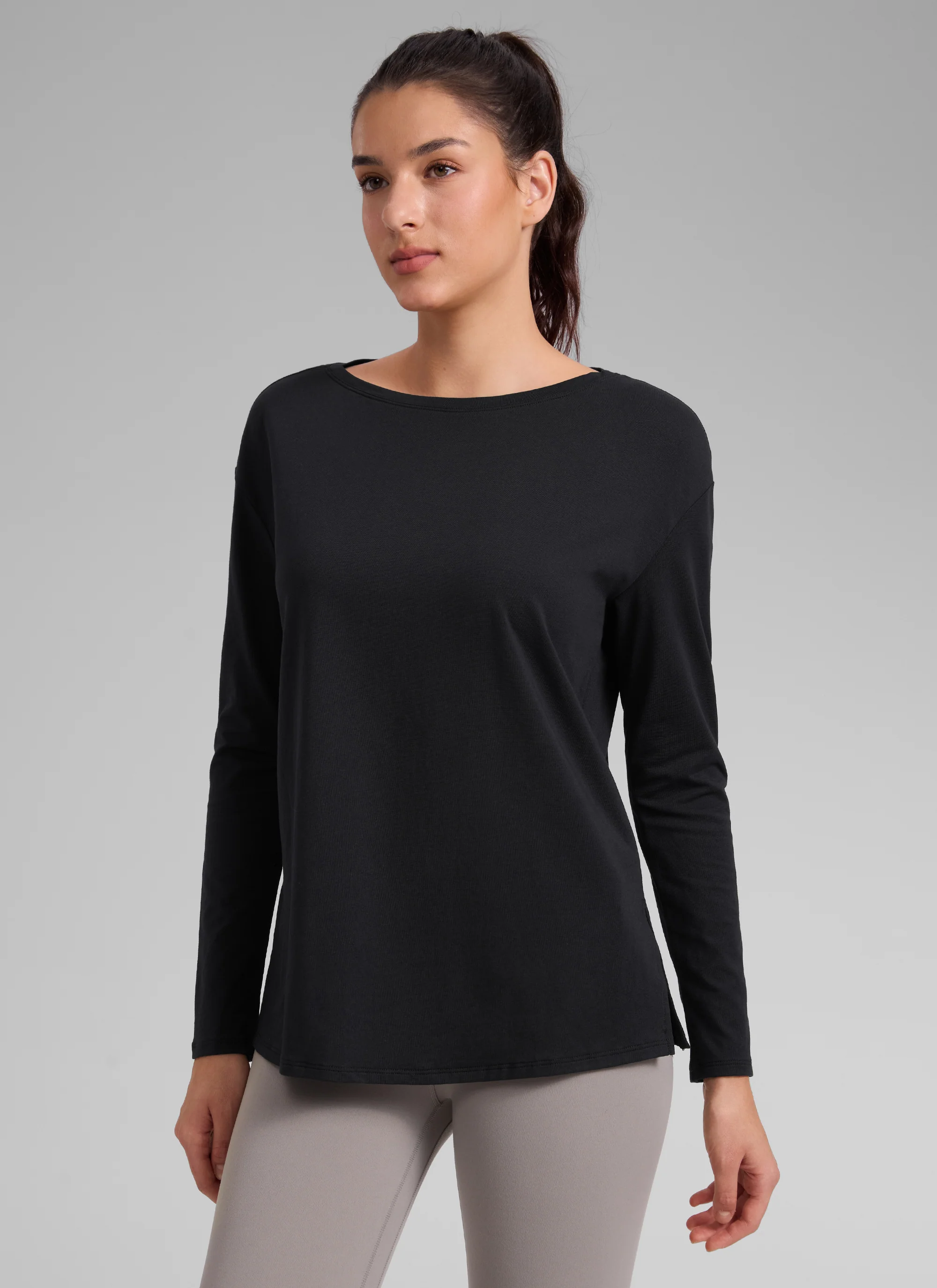 Cotton-Blend Boat Neck Long Sleeve - Image 10