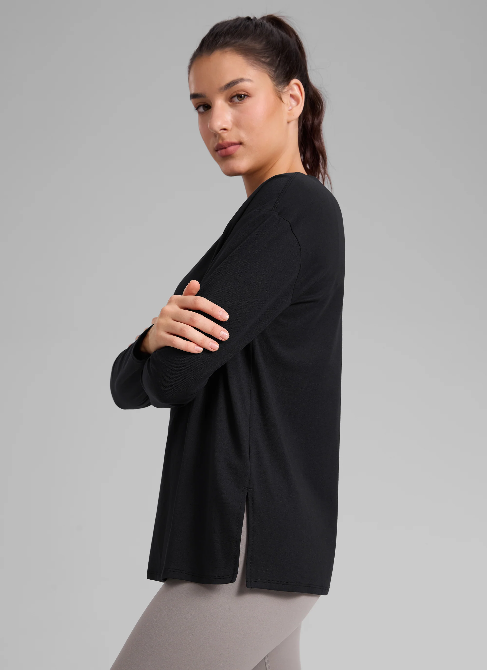 Cotton-Blend Boat Neck Long Sleeve - Image 14