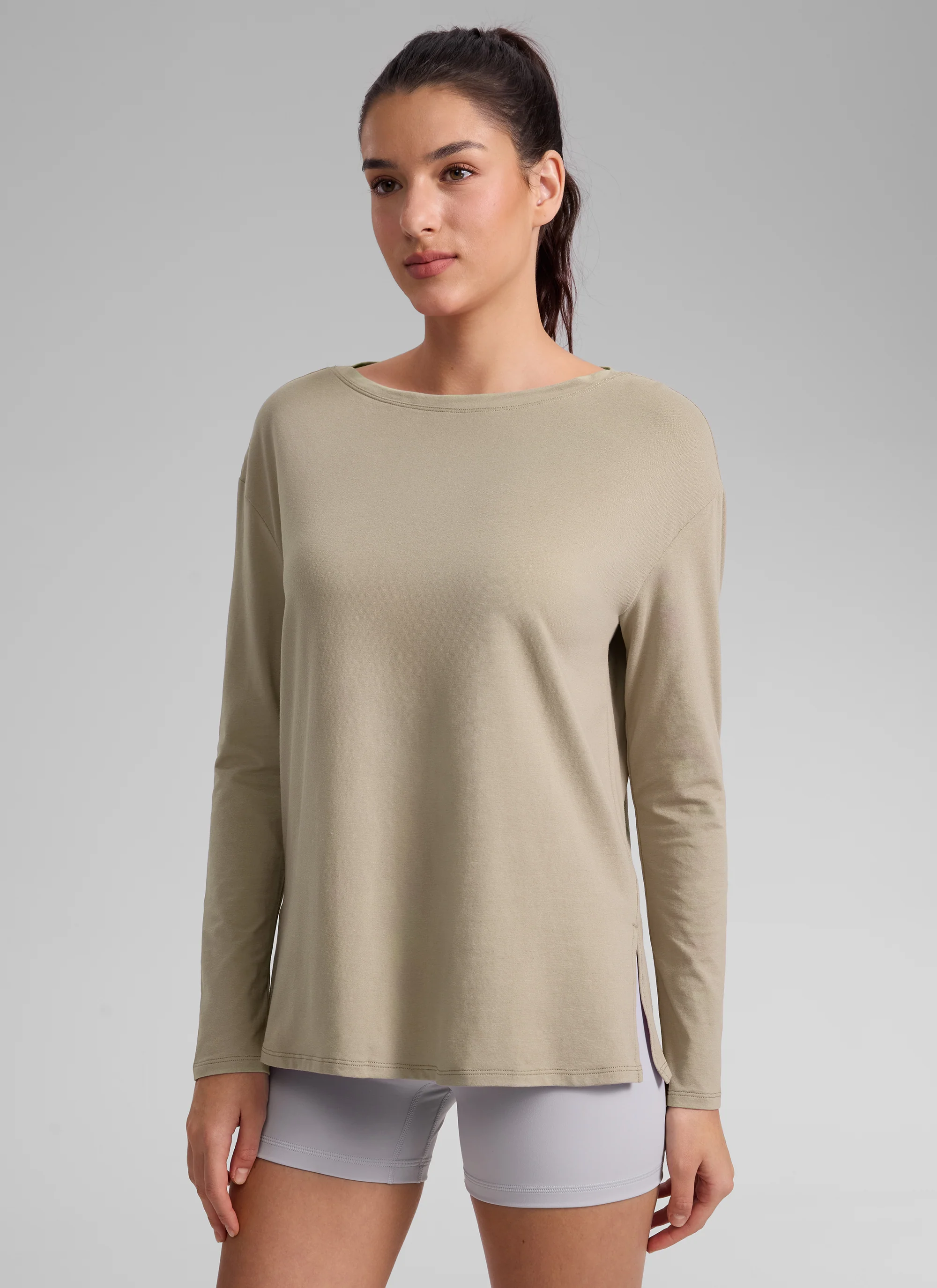 Cotton-Blend Boat Neck Long Sleeve - Image 29
