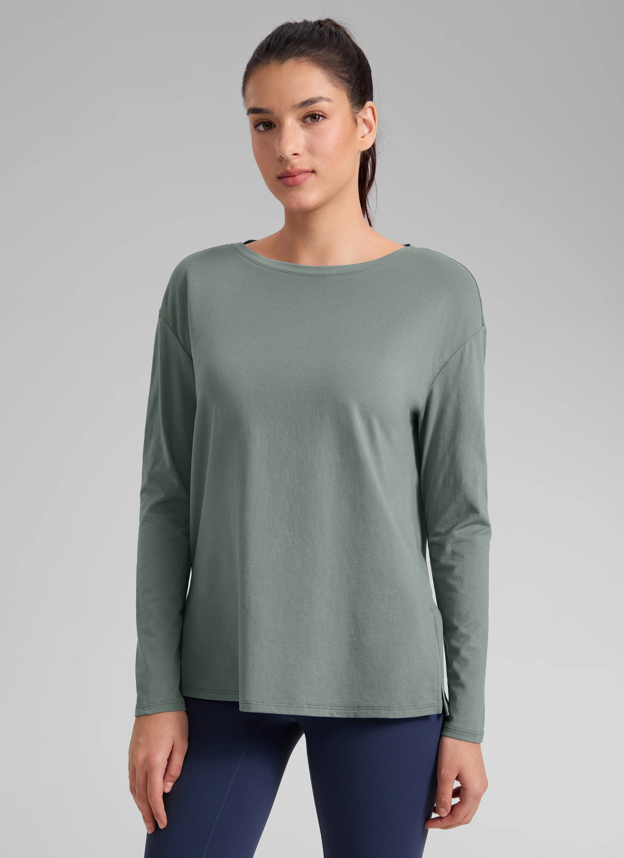 Cotton-Blend Boat Neck Long Sleeve - Image 5