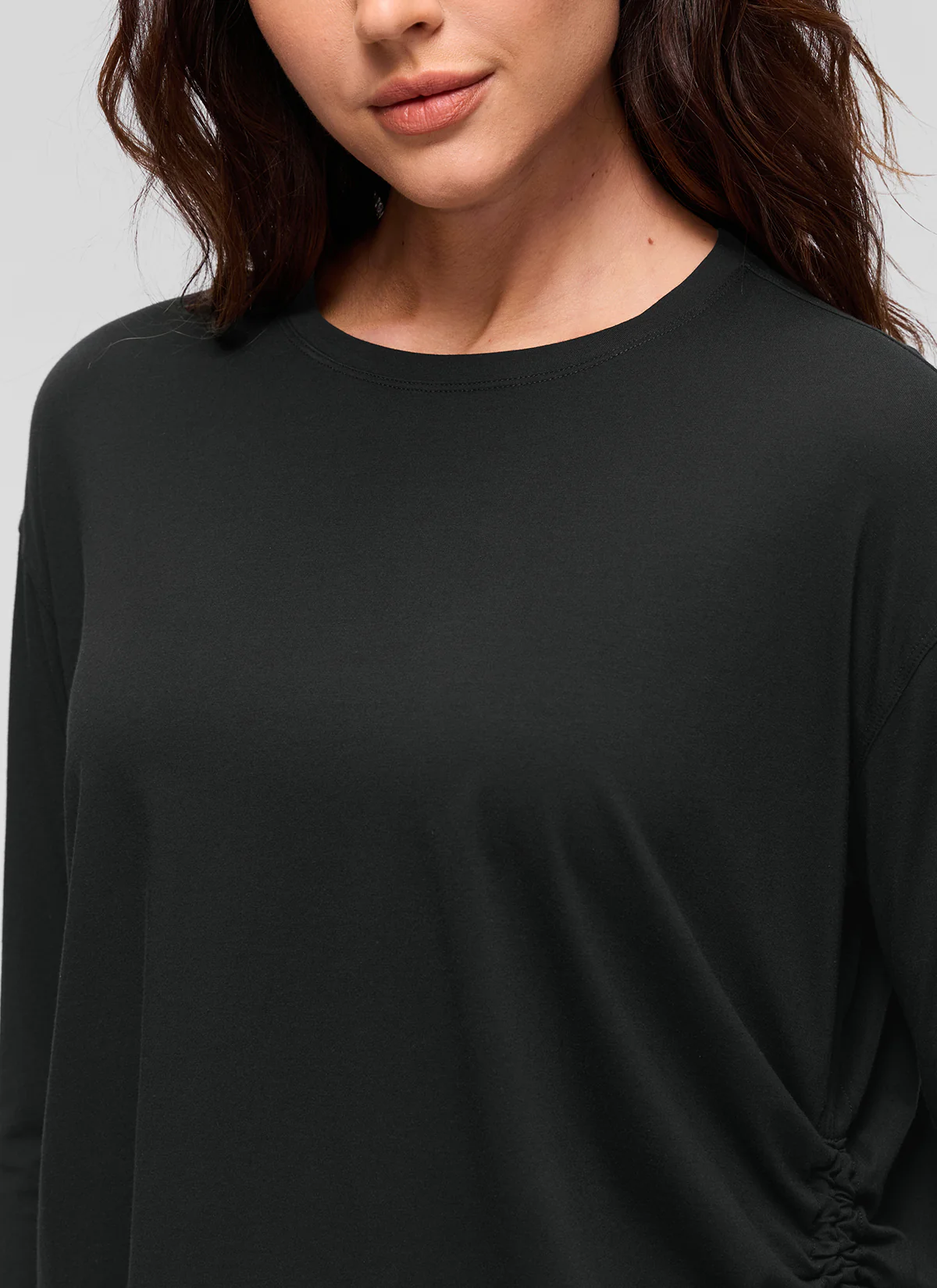 Pima Cotton Hip Length Ruched Long Sleeve - Image 16