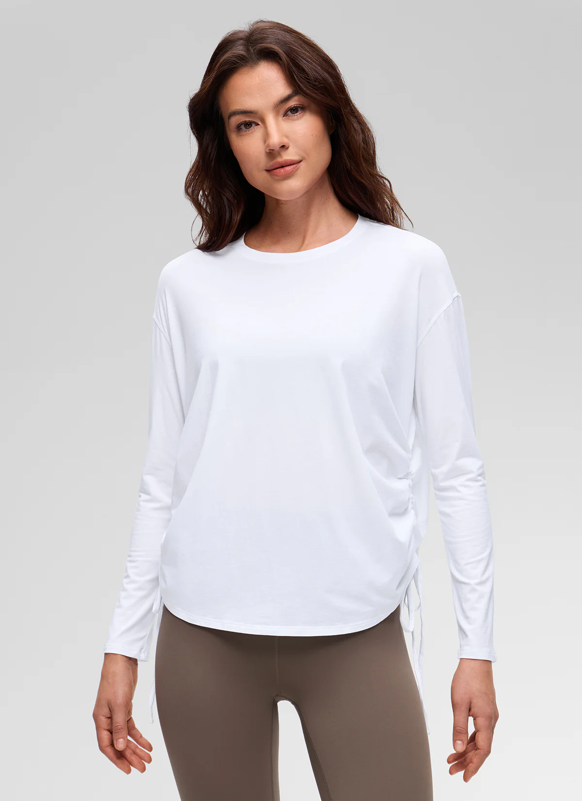 Pima Cotton Hip Length Ruched Long Sleeve - Image 17