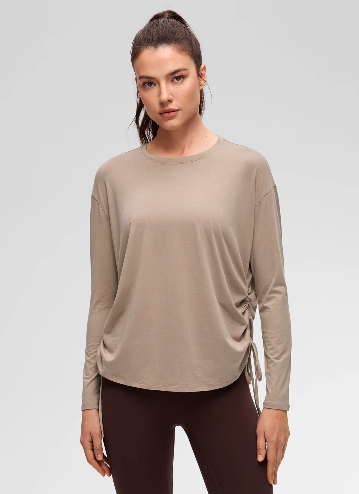 Pima Cotton Hip Length Ruched Long Sleeve - Image 21