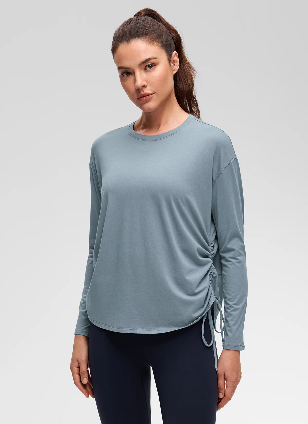 Pima Cotton Hip Length Ruched Long Sleeve - Image 5