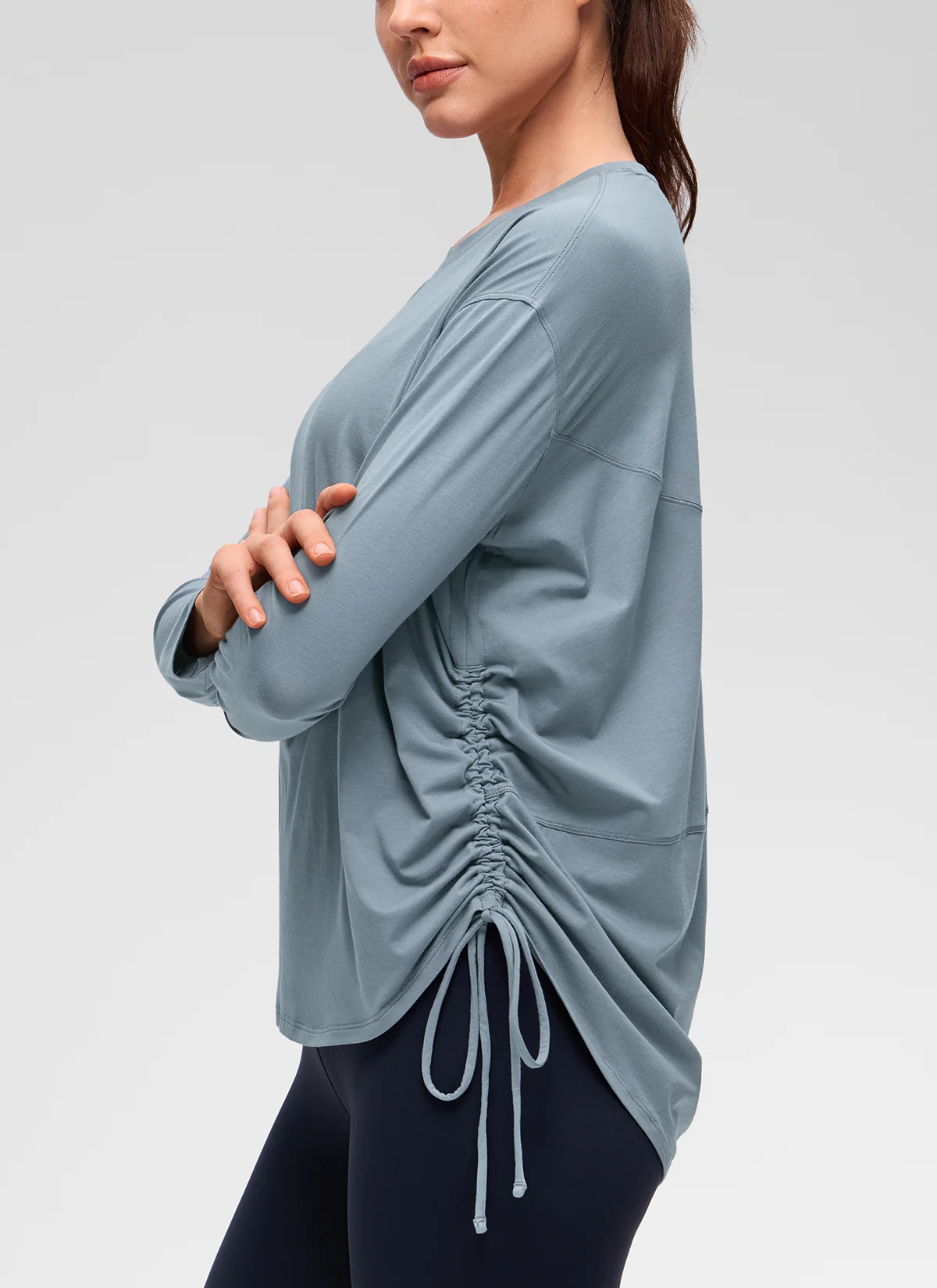 Pima Cotton Hip Length Ruched Long Sleeve - Image 8