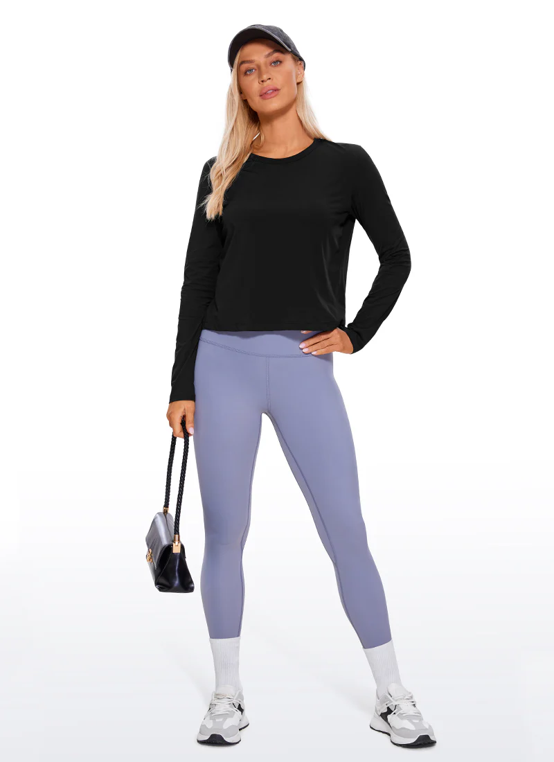 Pima Cotton Cropped Classic Fit Long Sleeve - Image 3