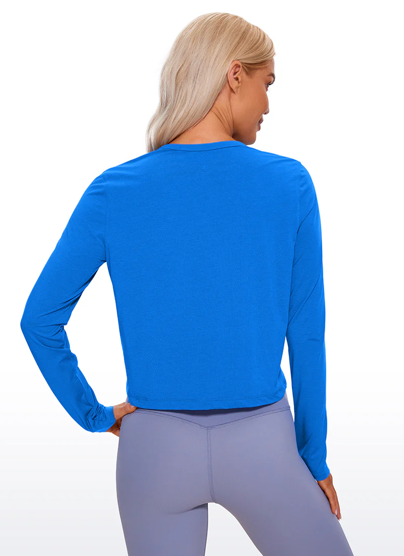 Pima Cotton Cropped Classic Fit Long Sleeve - Image 6