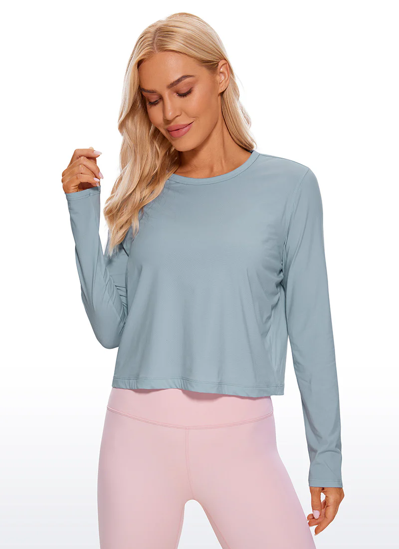 Pima Cotton Cropped Classic Fit Long Sleeve - Image 4