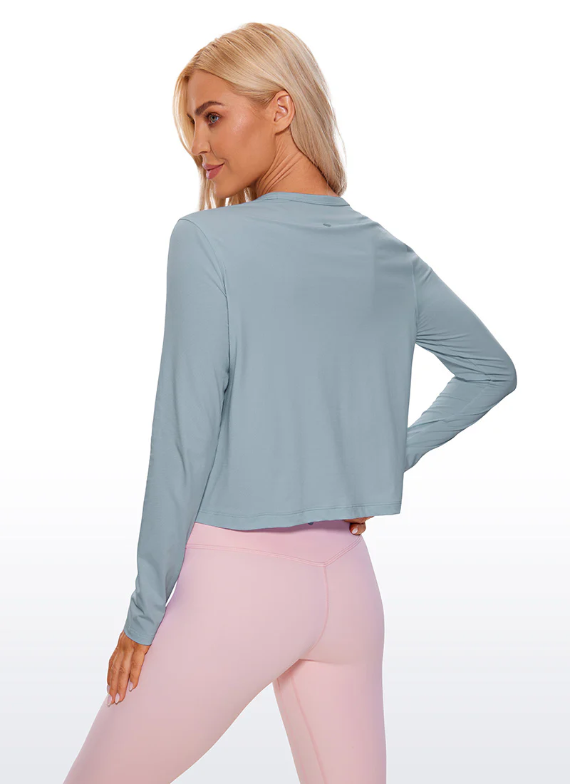 Pima Cotton Cropped Classic Fit Long Sleeve - Image 5