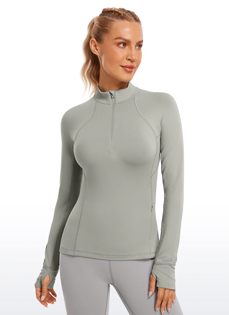 Brushed Thumbhole Half Zip Long Sleeve - Image 19
