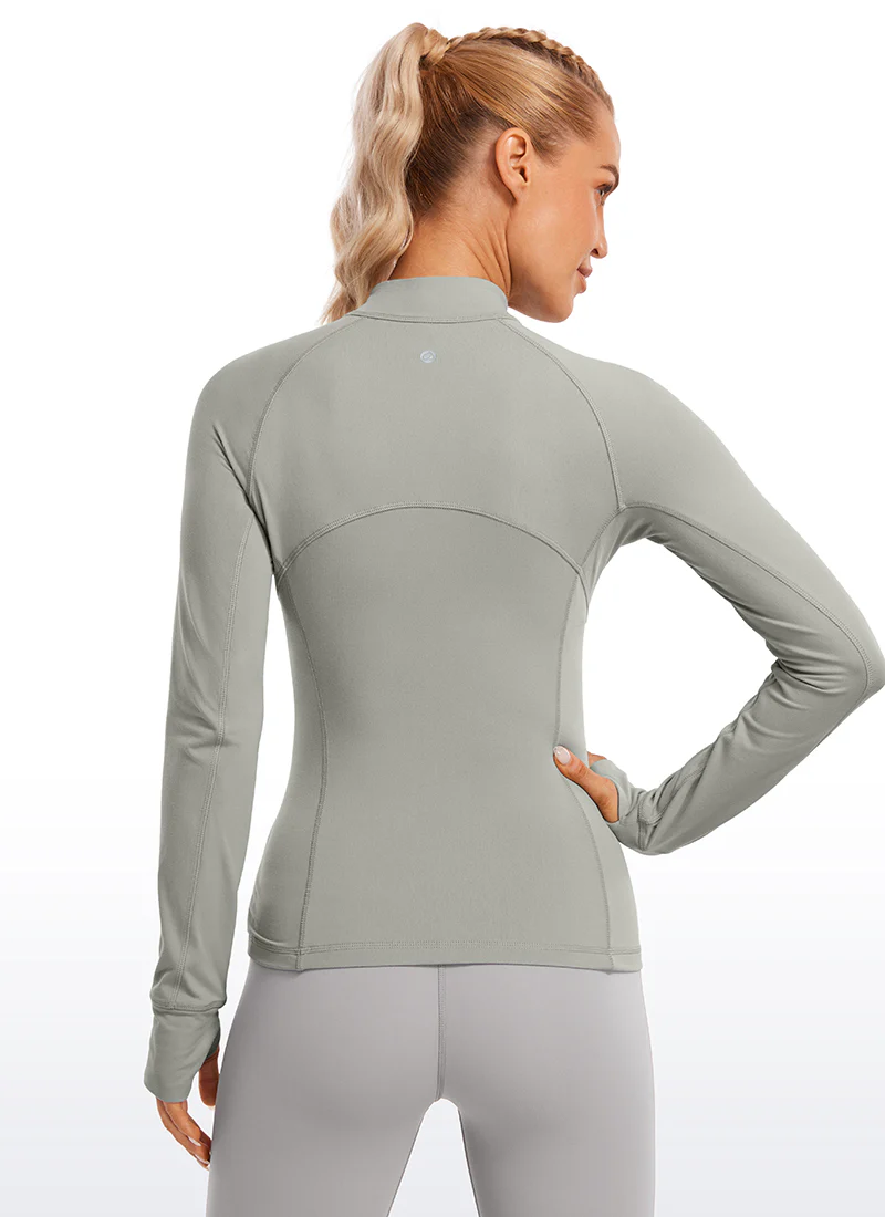 Brushed Thumbhole Half Zip Long Sleeve - Image 20