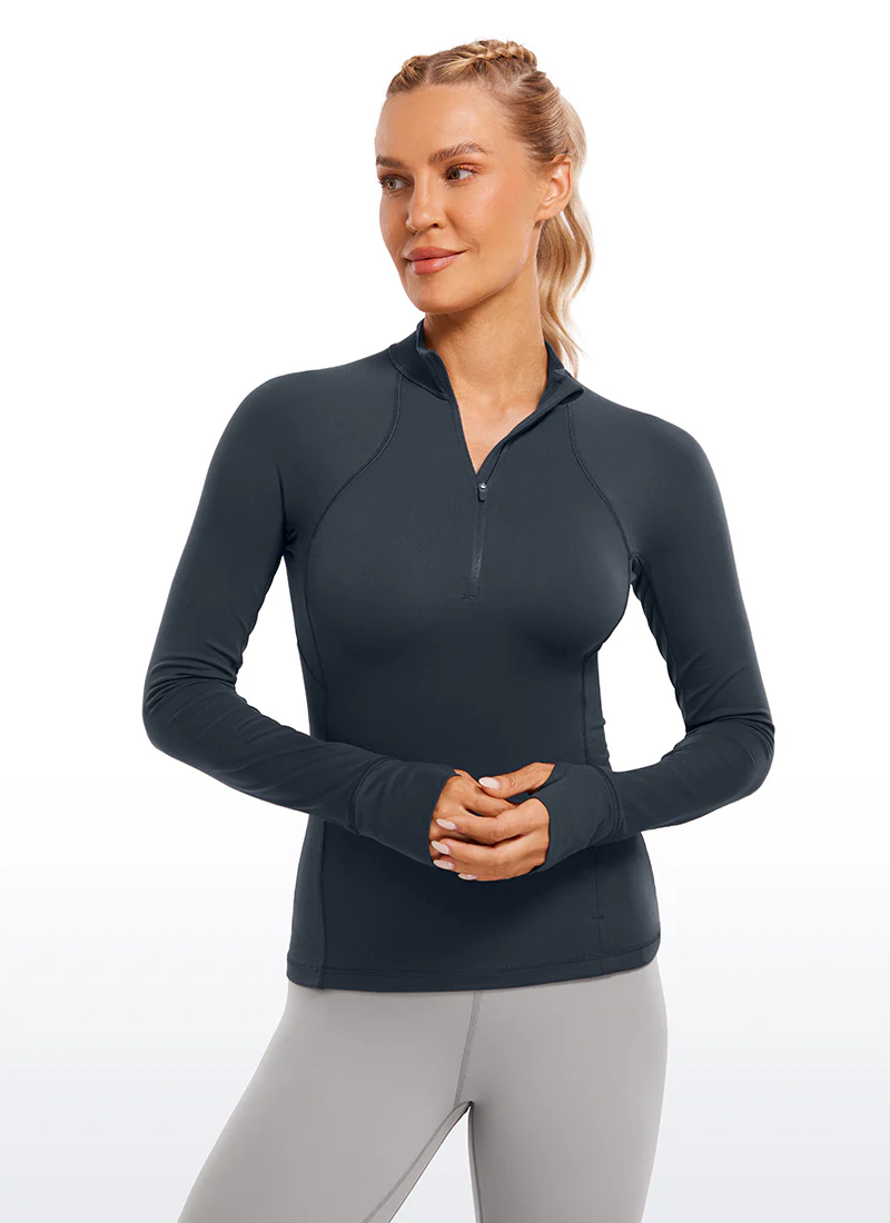 Brushed Thumbhole Half Zip Long Sleeve - Image 23