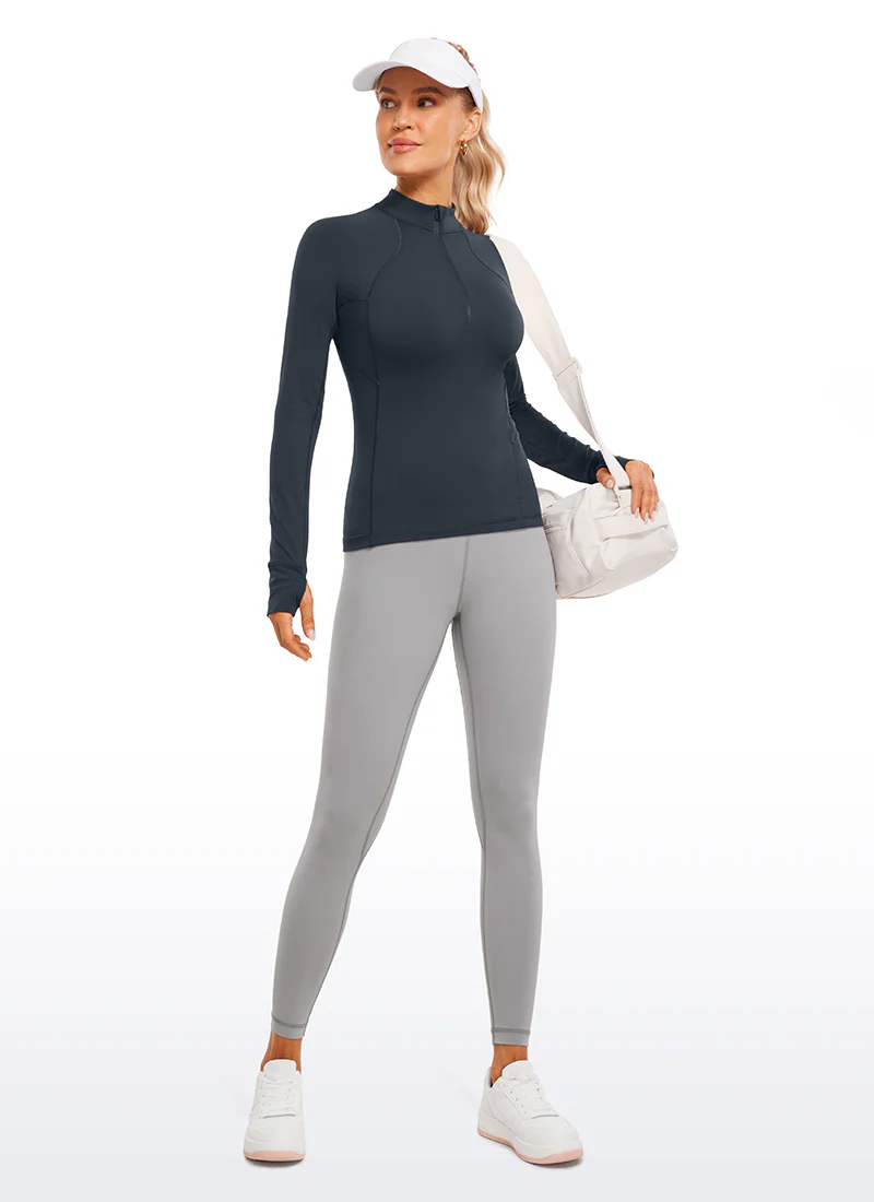 Brushed Thumbhole Half Zip Long Sleeve - Image 25