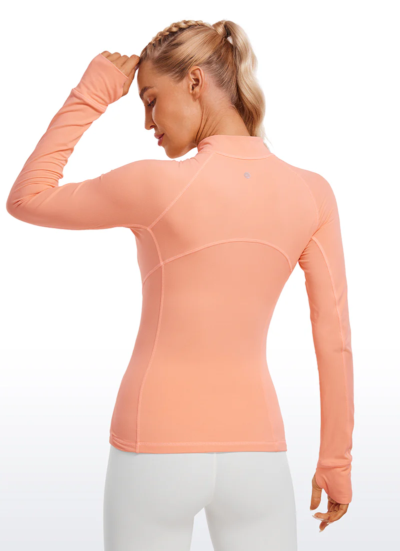 Brushed Thumbhole Half Zip Long Sleeve - Image 28