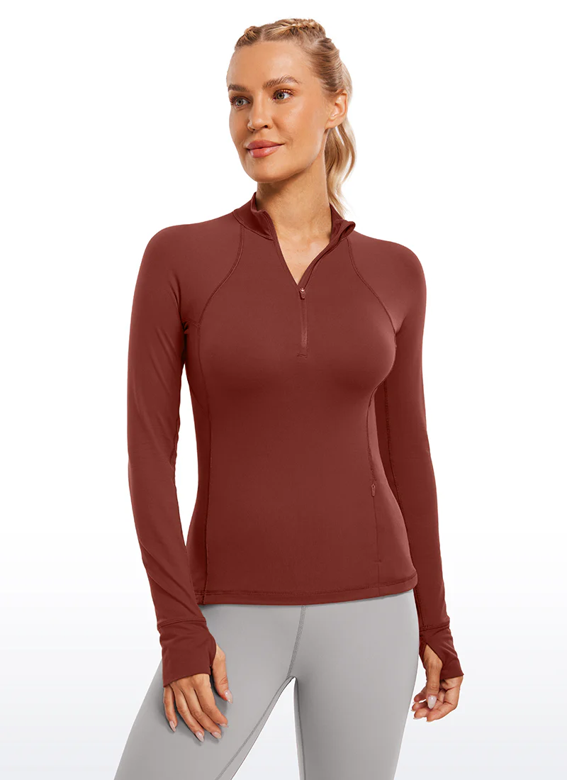 Brushed Thumbhole Half Zip Long Sleeve - Image 32