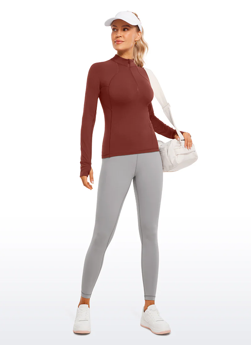 Brushed Thumbhole Half Zip Long Sleeve - Image 34