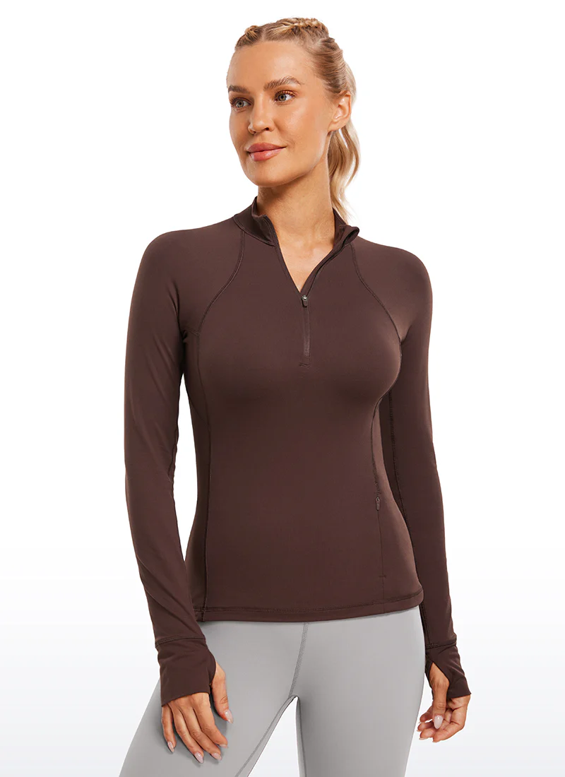 Brushed Thumbhole Half Zip Long Sleeve - Image 36