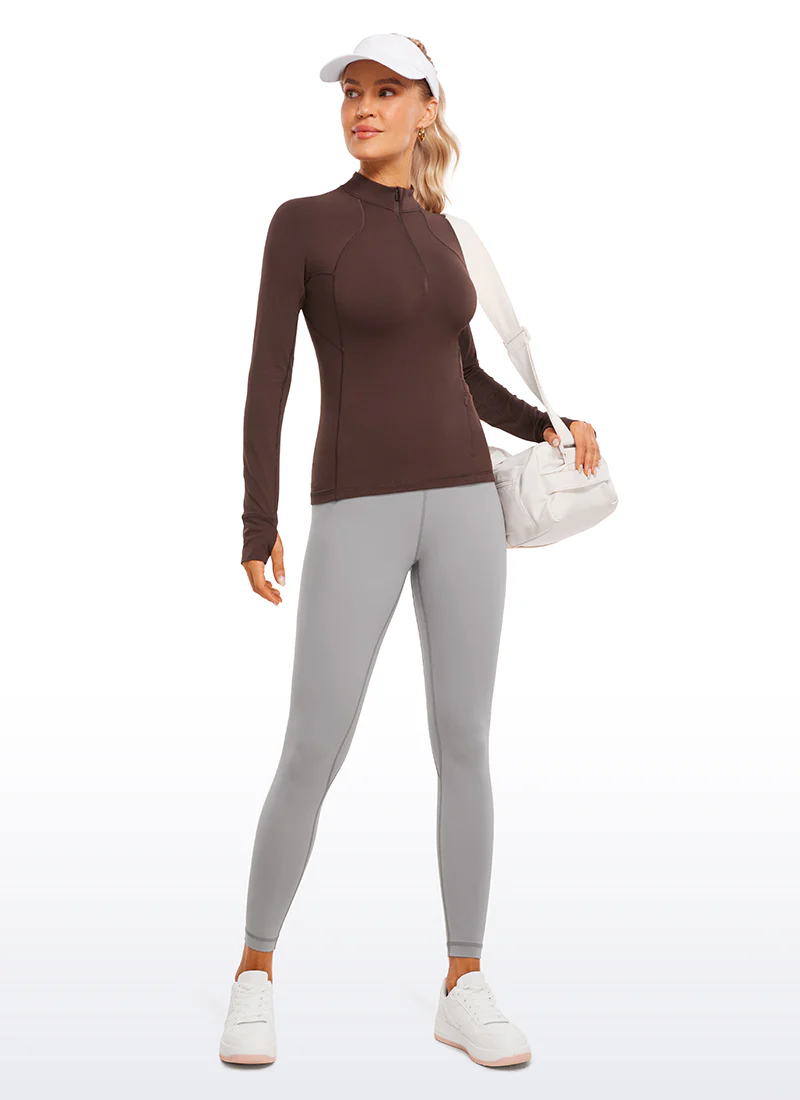 Brushed Thumbhole Half Zip Long Sleeve - Image 38