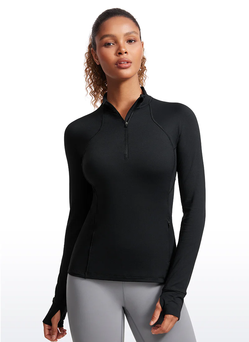 Brushed Thumbhole Half Zip Long Sleeve - Image 5