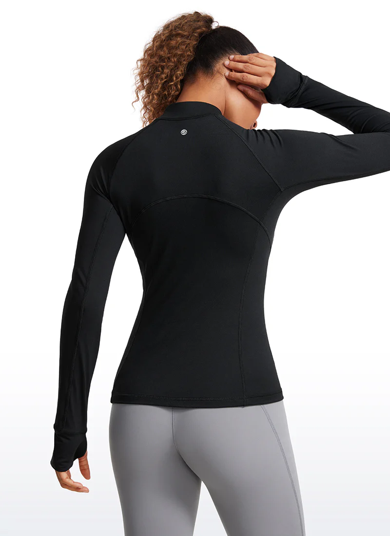 Brushed Thumbhole Half Zip Long Sleeve - Image 6