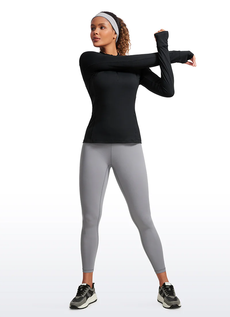 Brushed Thumbhole Half Zip Long Sleeve - Image 7