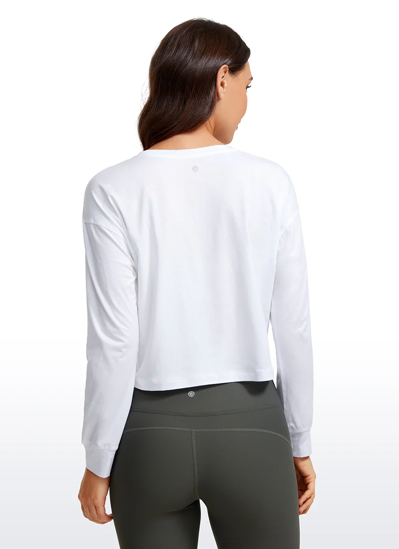 Pima Cotton Cropped Loose Fit Long Sleeve - Image 10