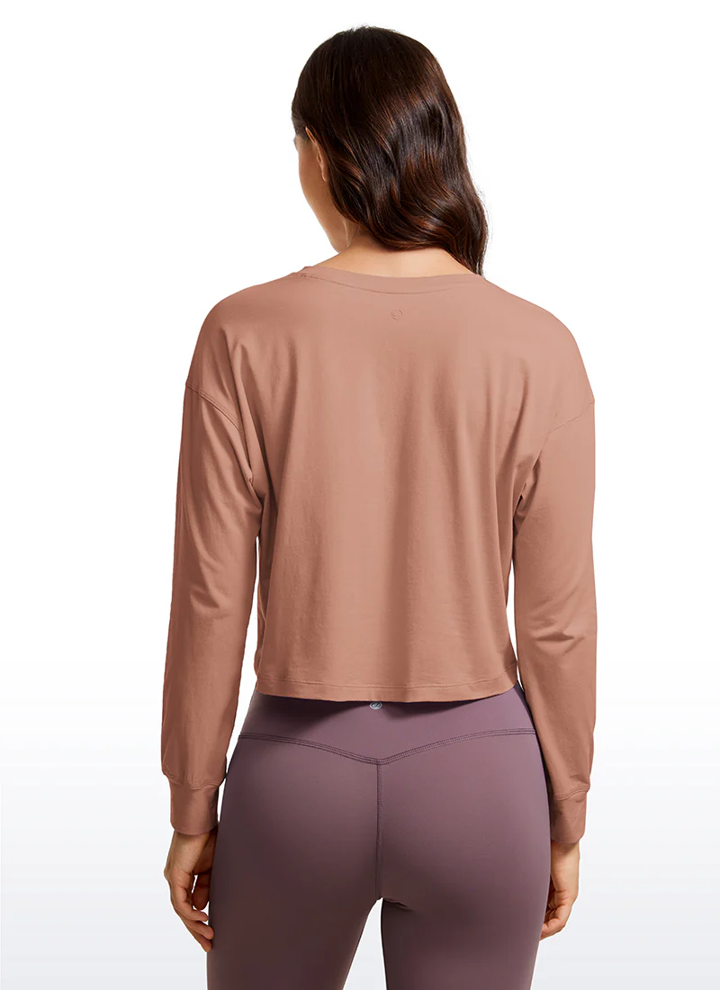 Pima Cotton Cropped Loose Fit Long Sleeve - Image 14