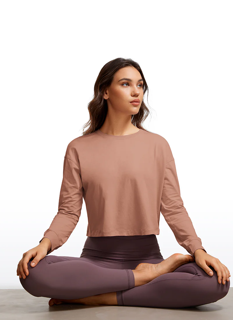 Pima Cotton Cropped Loose Fit Long Sleeve - Image 15