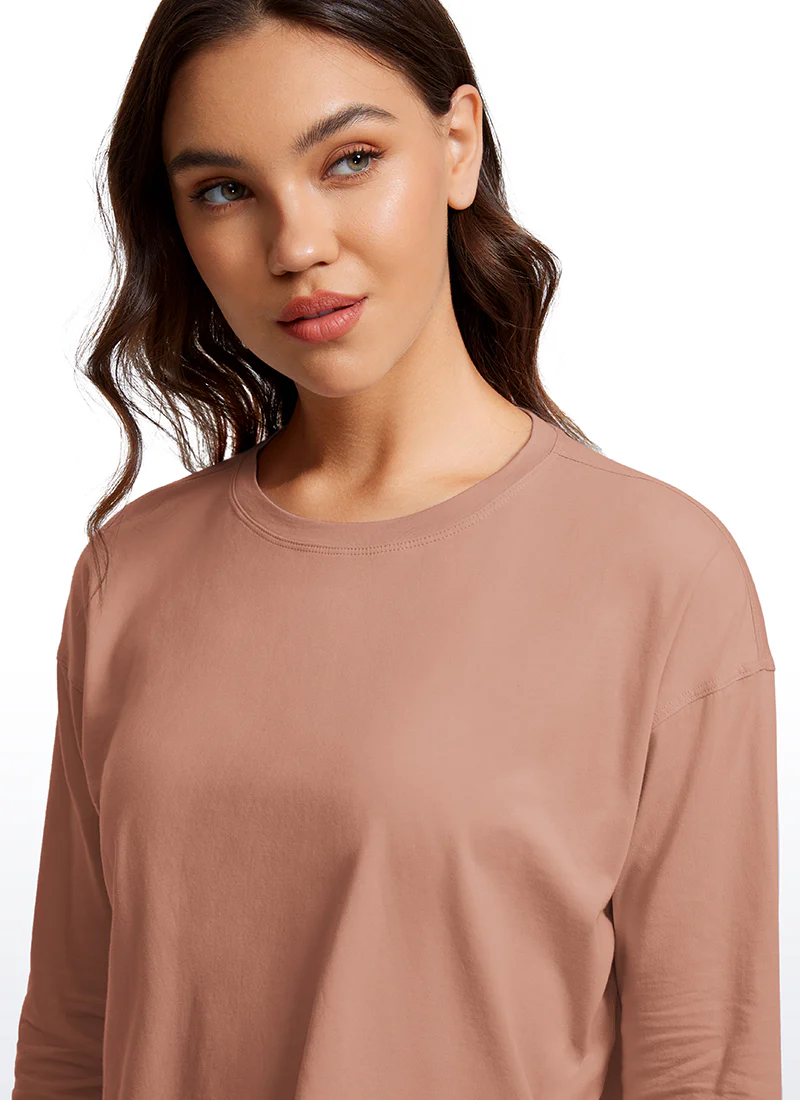 Pima Cotton Cropped Loose Fit Long Sleeve - Image 16