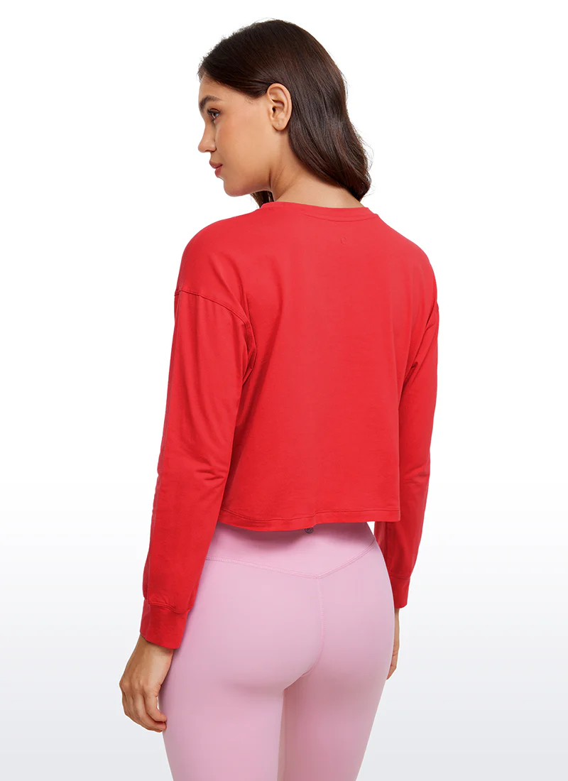Pima Cotton Cropped Loose Fit Long Sleeve - Image 18