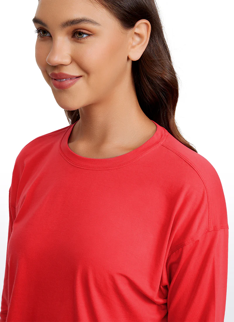 Pima Cotton Cropped Loose Fit Long Sleeve - Image 20