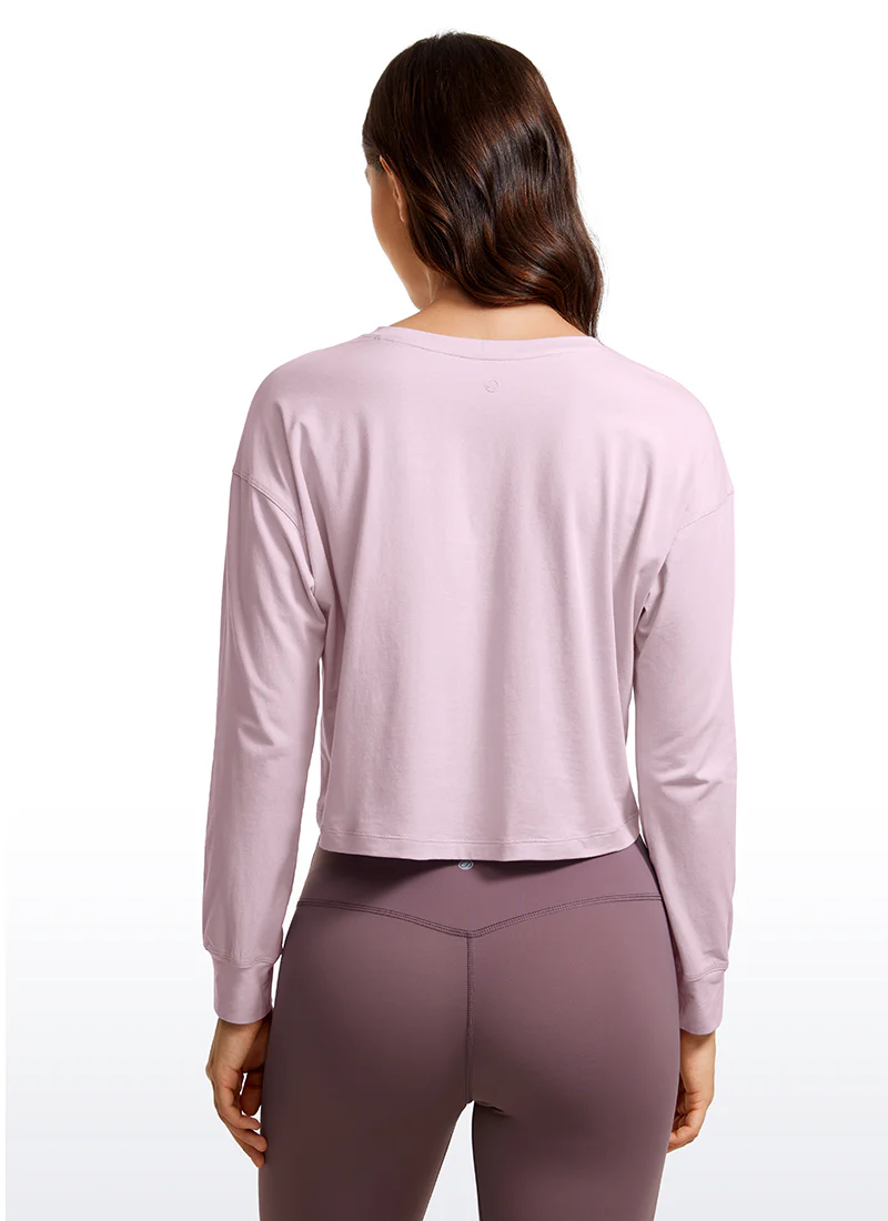 Pima Cotton Cropped Loose Fit Long Sleeve - Image 22