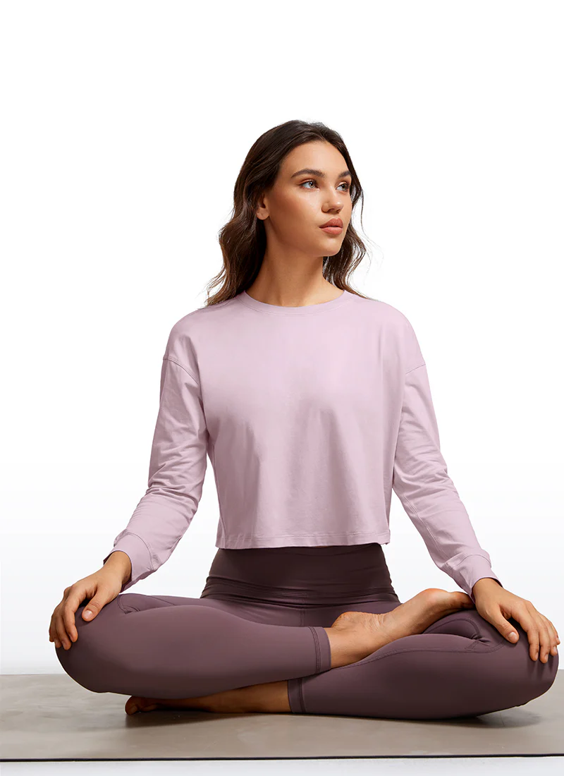 Pima Cotton Cropped Loose Fit Long Sleeve - Image 23