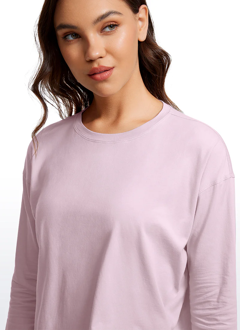 Pima Cotton Cropped Loose Fit Long Sleeve - Image 24