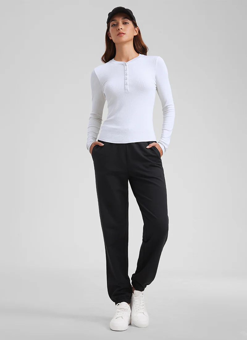 Ribbed Modal Henley Long Sleeve - Image 13