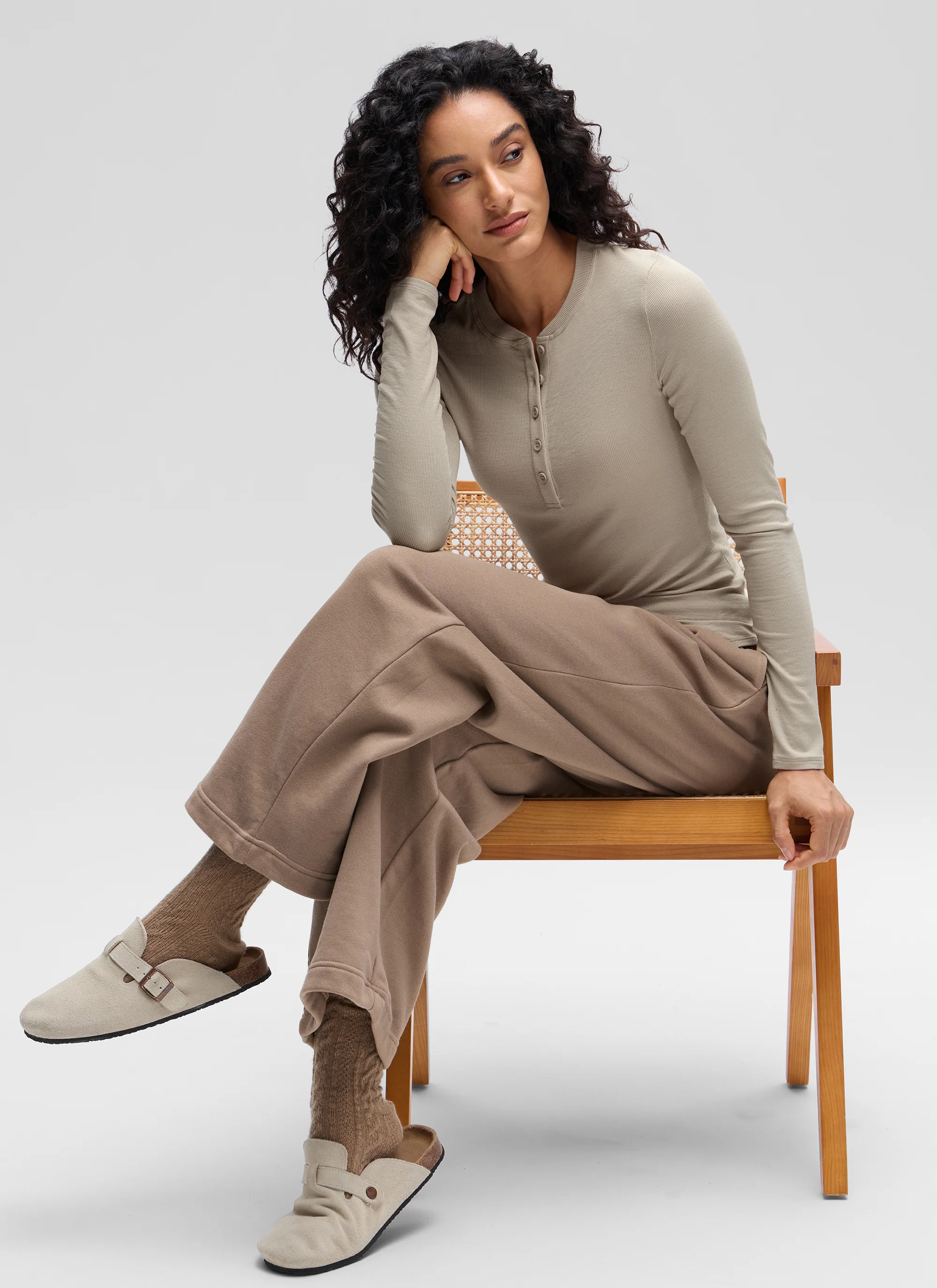 Ribbed Modal Henley Long Sleeve - Image 26