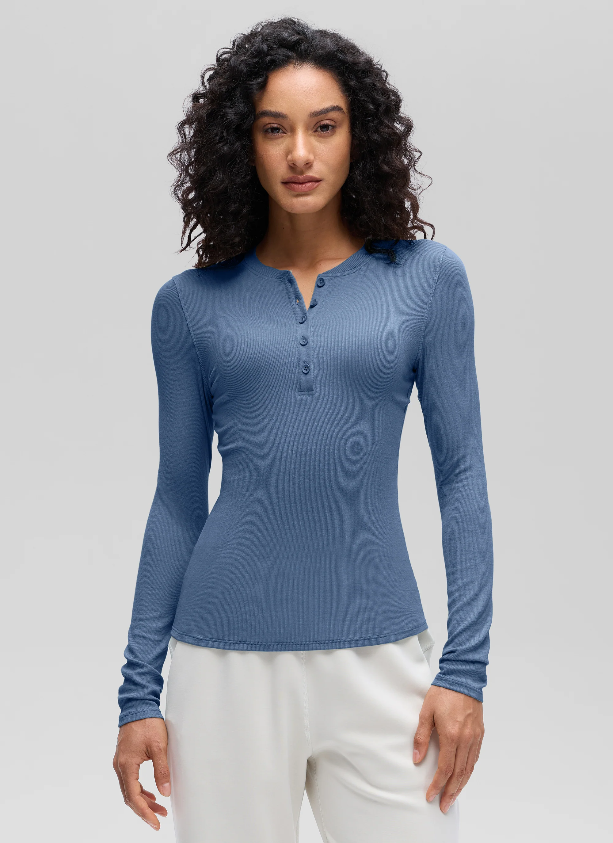 Ribbed Modal Henley Long Sleeve - Image 28