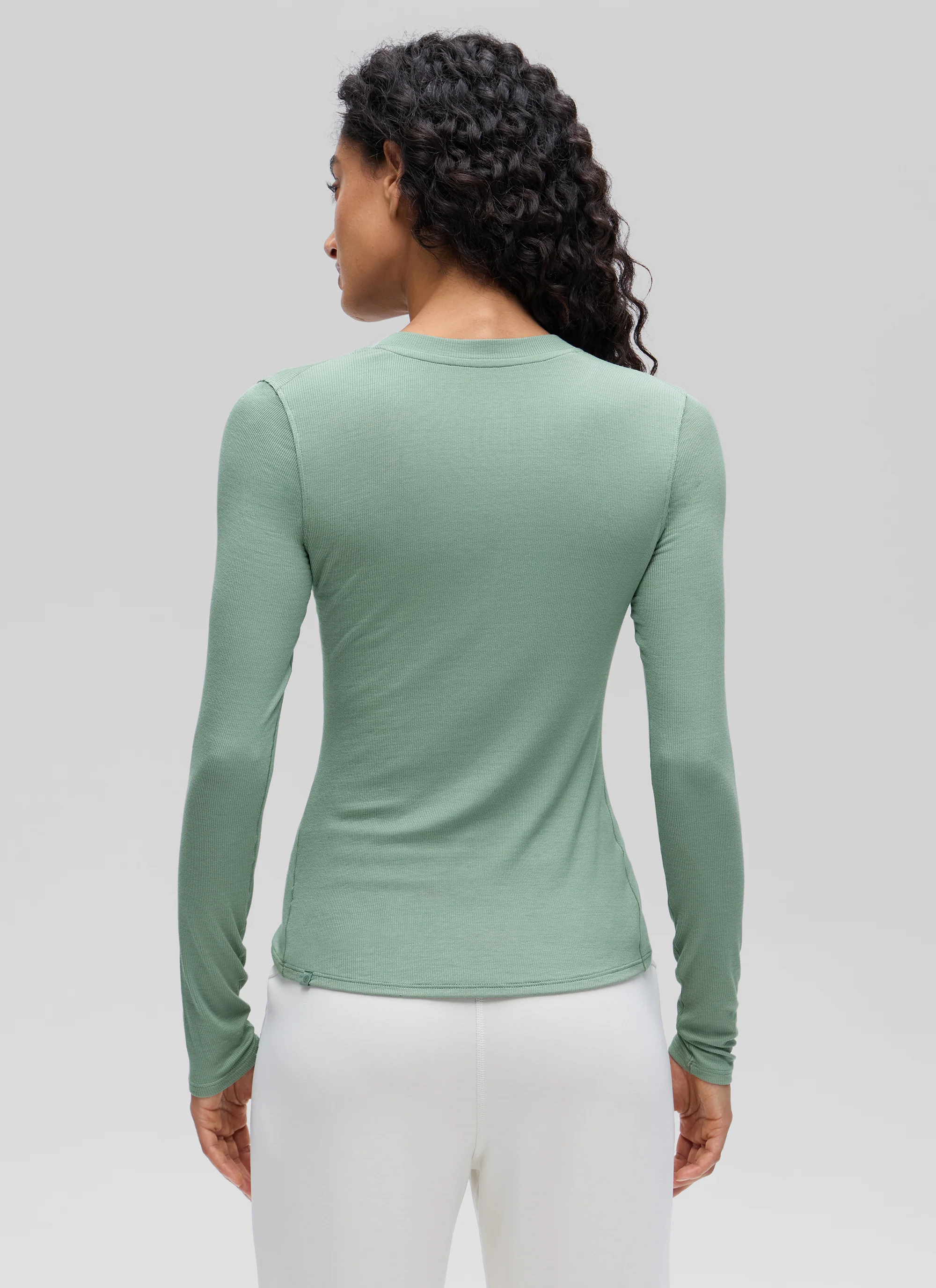 Ribbed Modal Henley Long Sleeve - Image 3