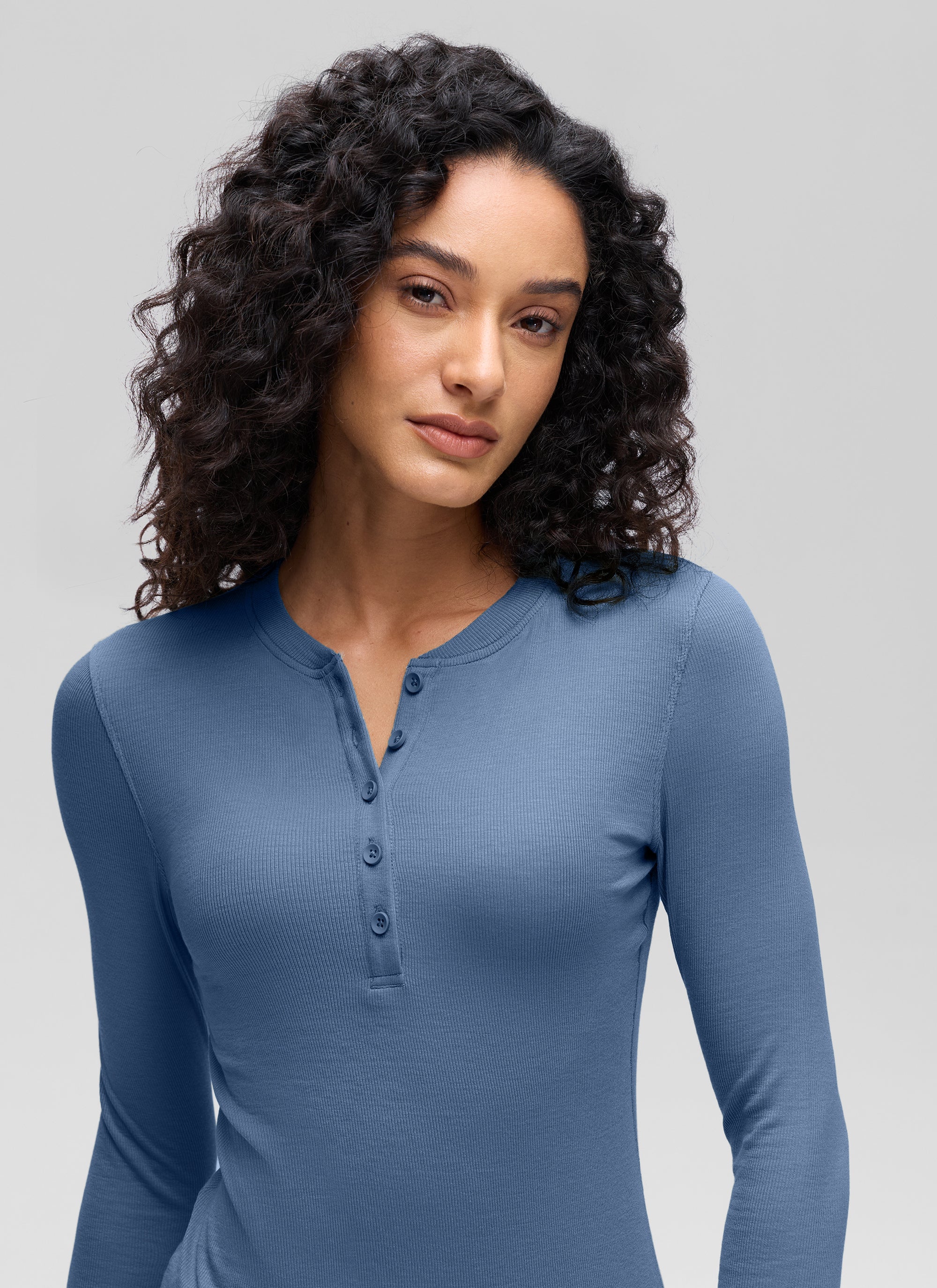 Ribbed Modal Henley Long Sleeve - Image 31