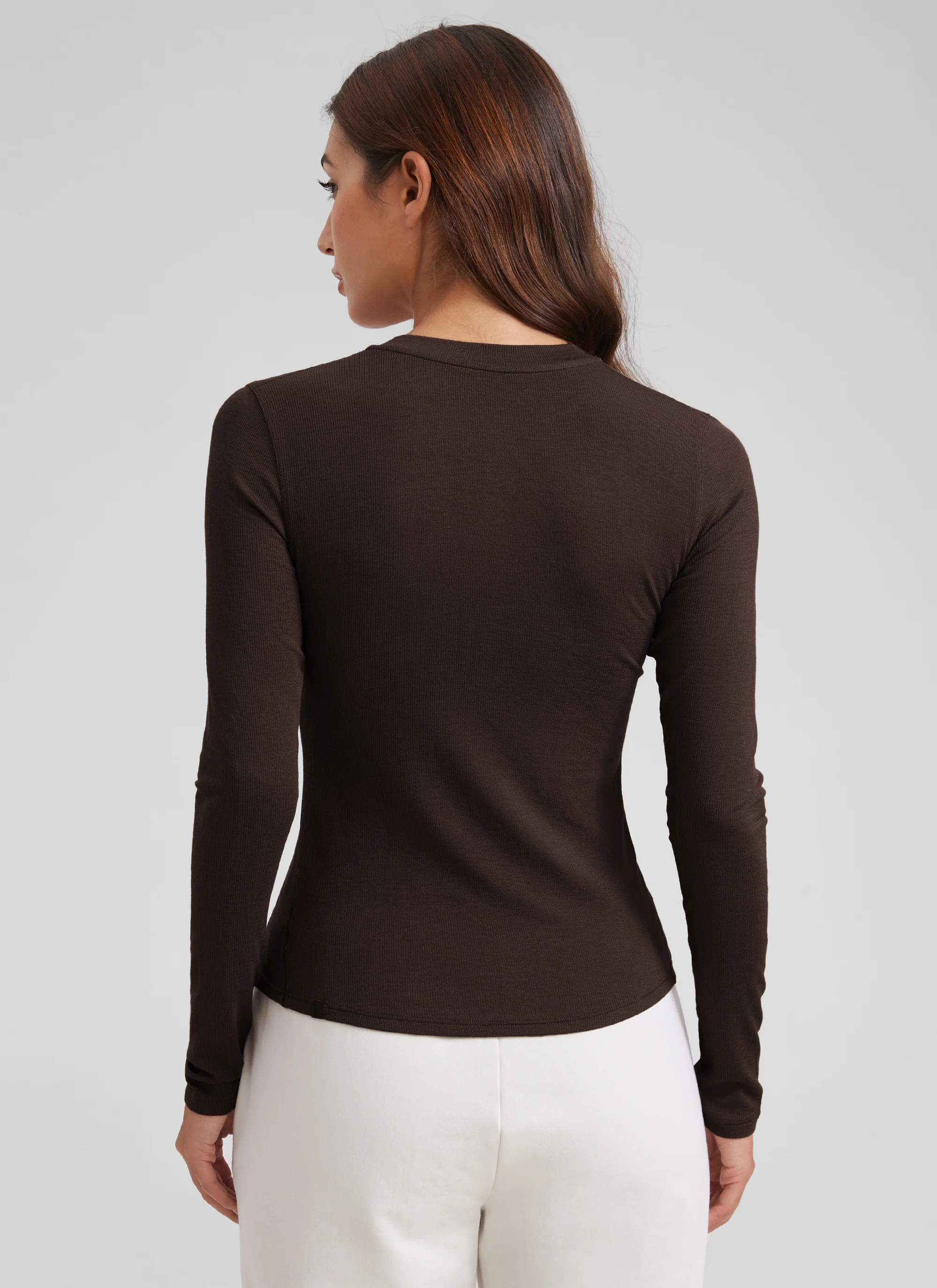 Ribbed Modal Henley Long Sleeve - Image 6