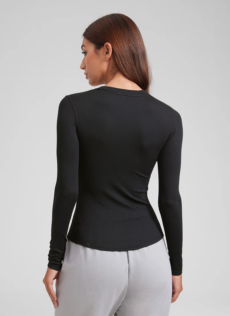 Ribbed Modal Henley Long Sleeve - Image 9